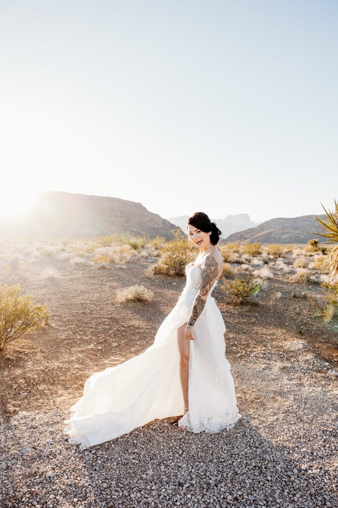 Outdoor bridal portraits from a Cactus Joe's wedding on Desert Love Land