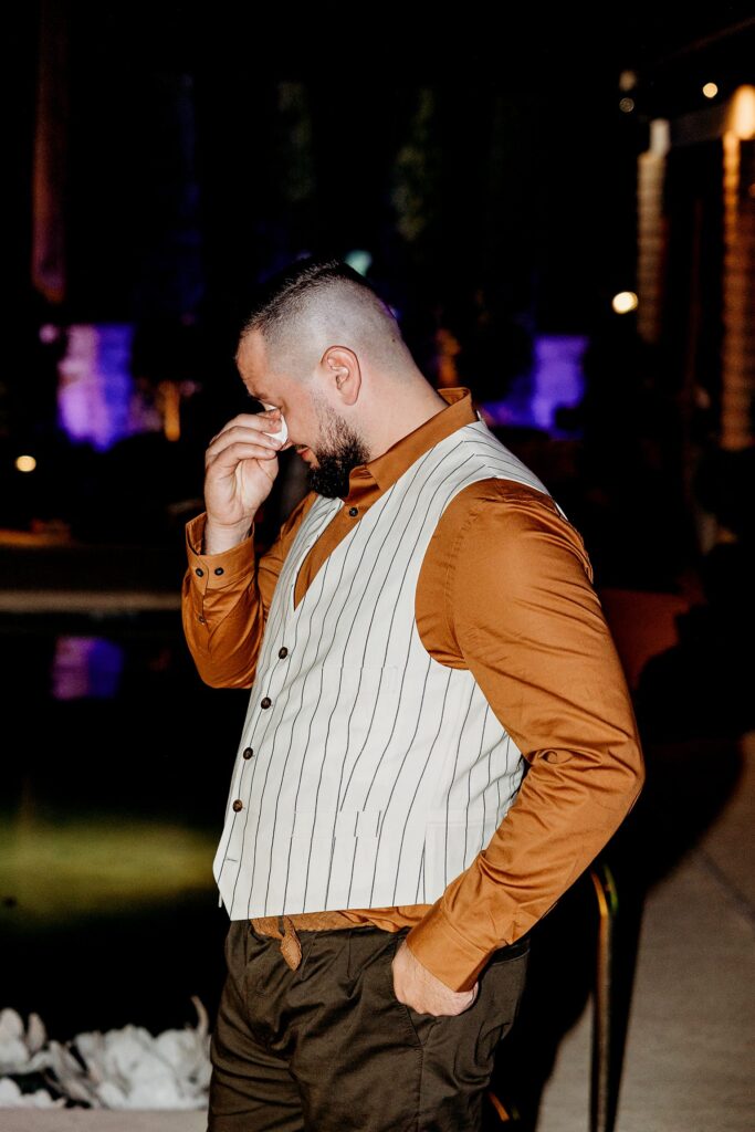 Groom getting emotional during speeches