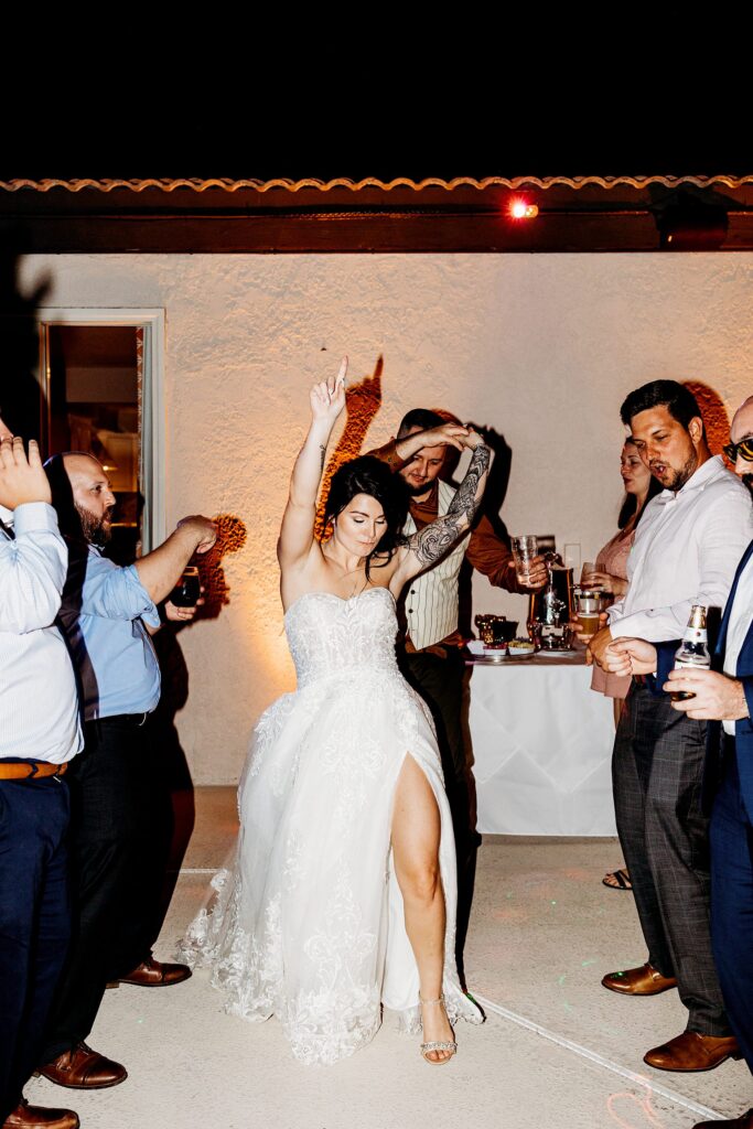 Bride and groom dancing