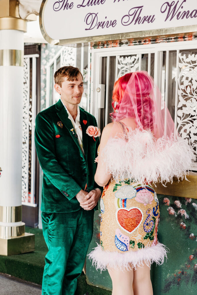 couple holding hands during their ceremony 