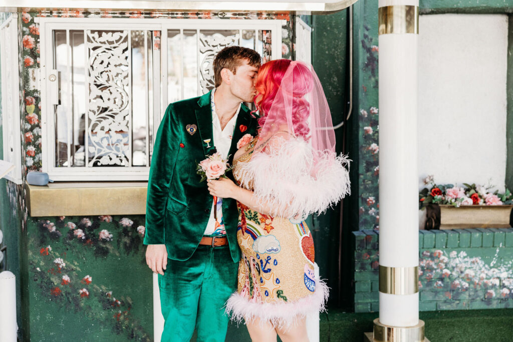 couple kissing after their amazing elopement ceremony 