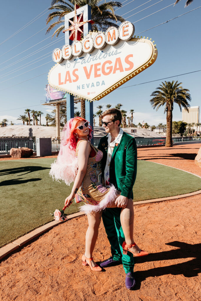 playful elopement photoshoot in las vegas 