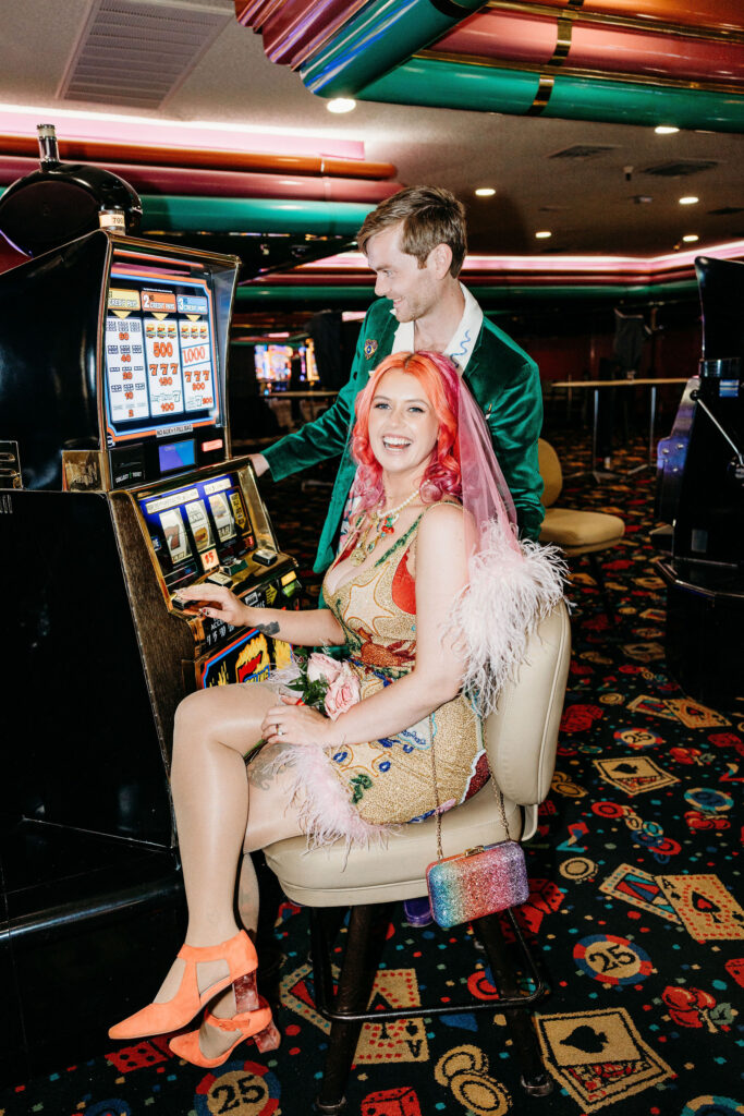 couple having fun at a las vegas casino