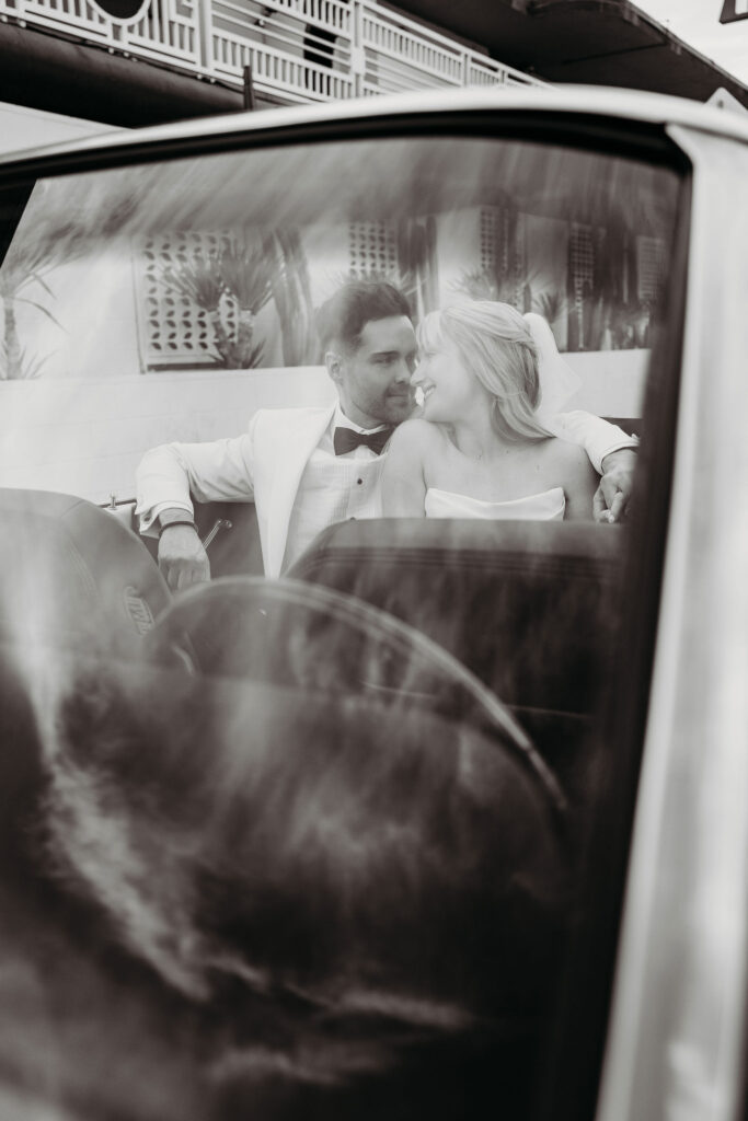b&w portrait of the newlyweds