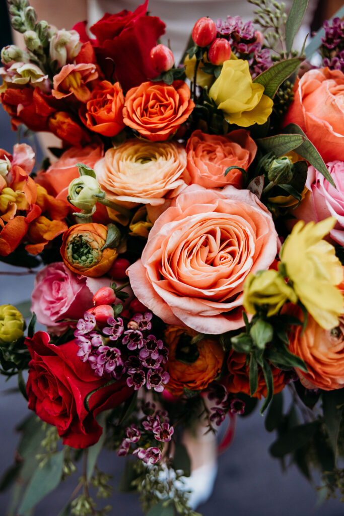 colorful elopement bouquet