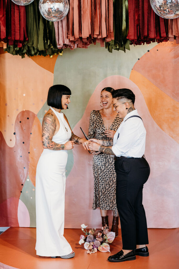 cute couple emotional at their ceremony