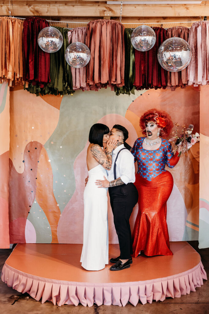 cute couple kissing after their ceremony