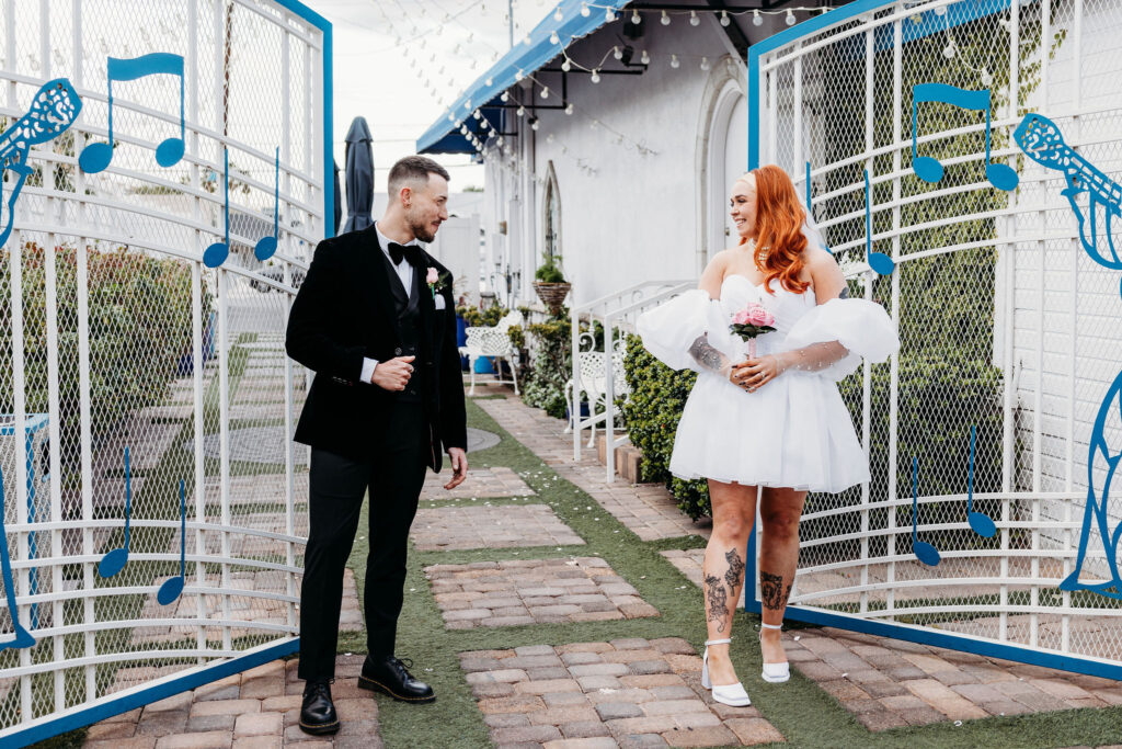 couple laughing with each other during their session
