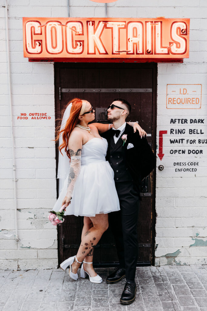 couple at their dream playful elopement in las vegas