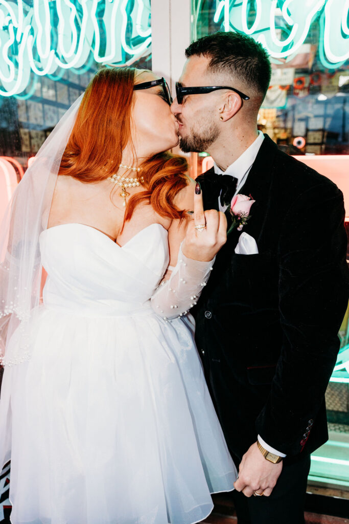 picture of the newlyweds kissing