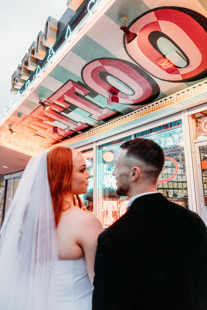 couple looking at each other during their session
