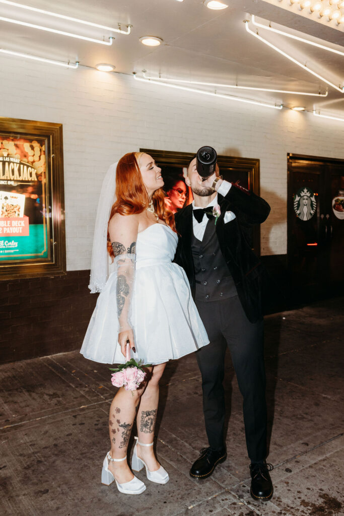 couple having the best time celebrating their elopement