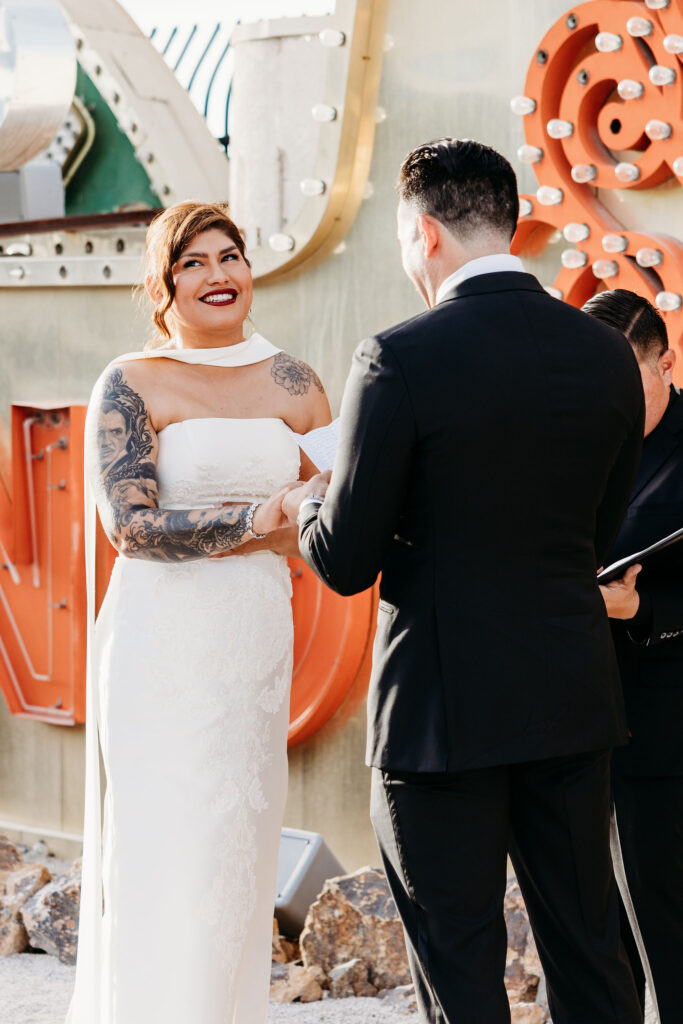 couple holding hands during their elopement ceremony