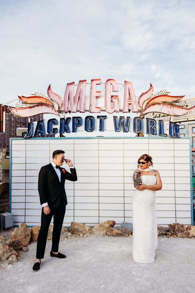 couple at their fun bridal portraits