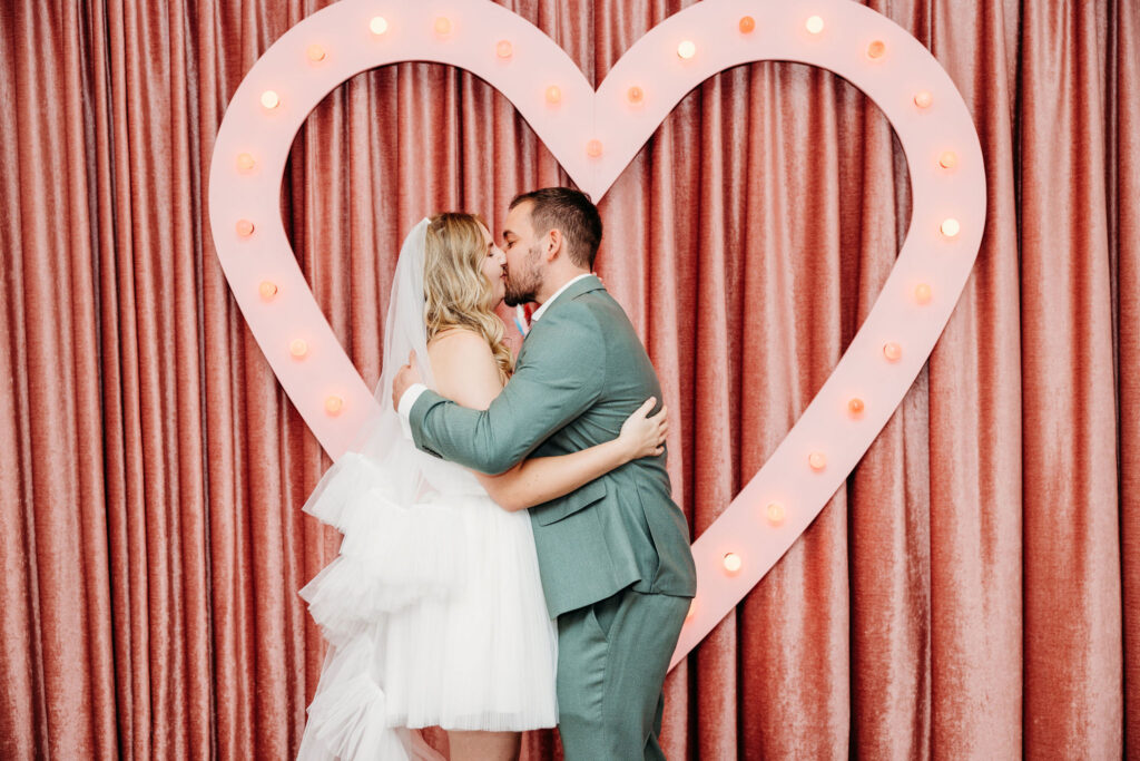 couple kissing after their elopement ceremony