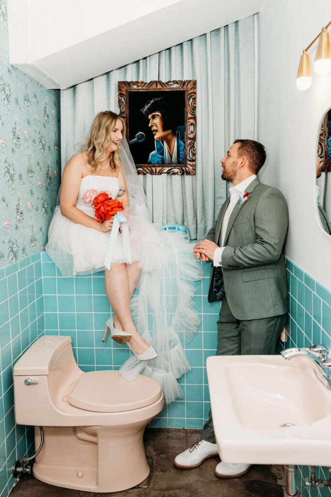A Vintage Sure Thing Chapel Elopement That’s All Glitter, Glam, and True Love Vibes