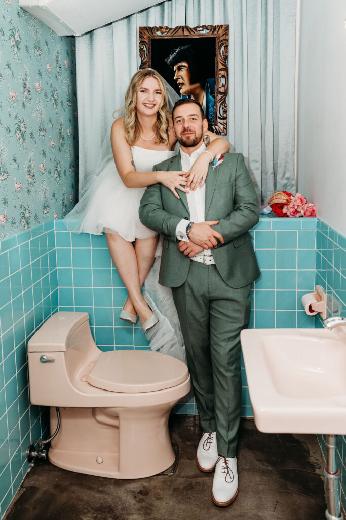 couple posing for the camera during their elopement
