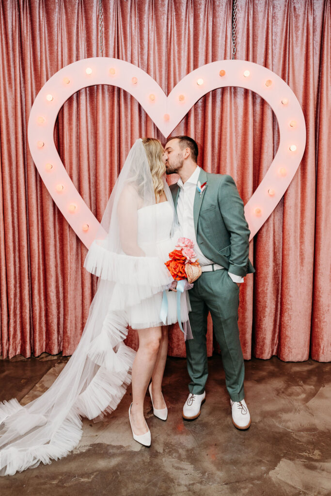 couple kissing during their bridal session
