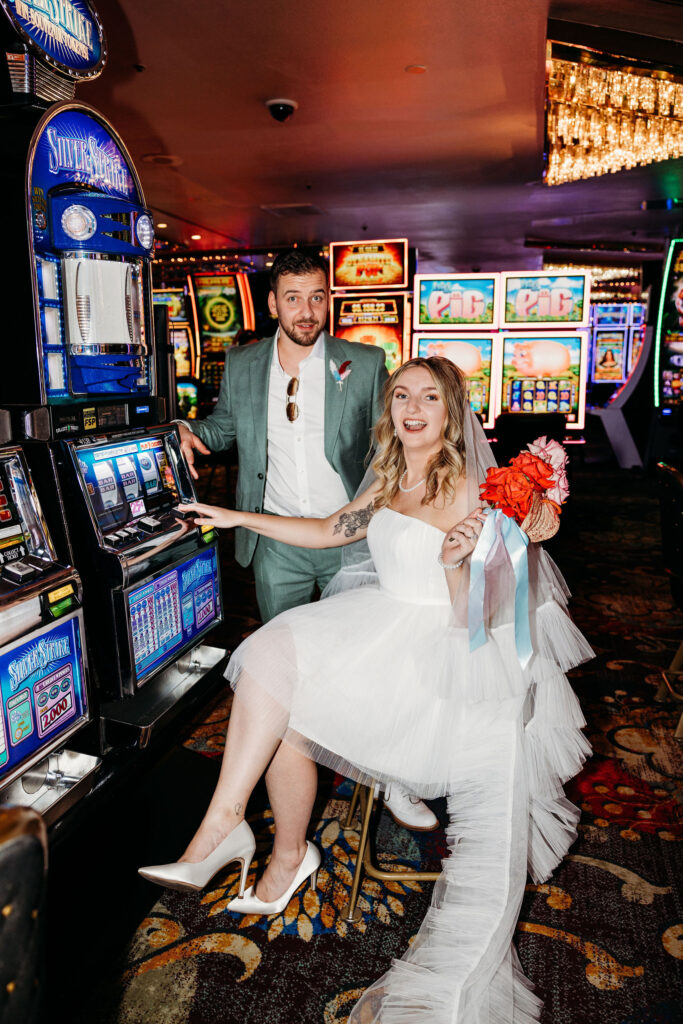 cute couple at their dream las vegas elopement