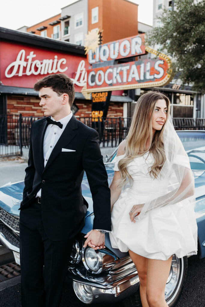 Elegant Caesar’s Palace Wedding Followed by Retro Downtown Las Vegas Portraits