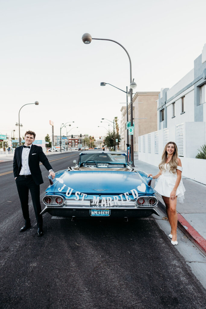 Elegant Caesar’s Palace Wedding Followed by Retro Downtown Las Vegas Portraits