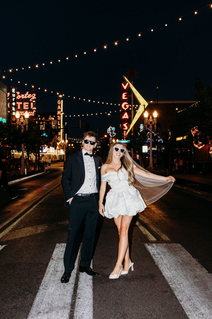 Newly married couple after downtown Las Vegas photos