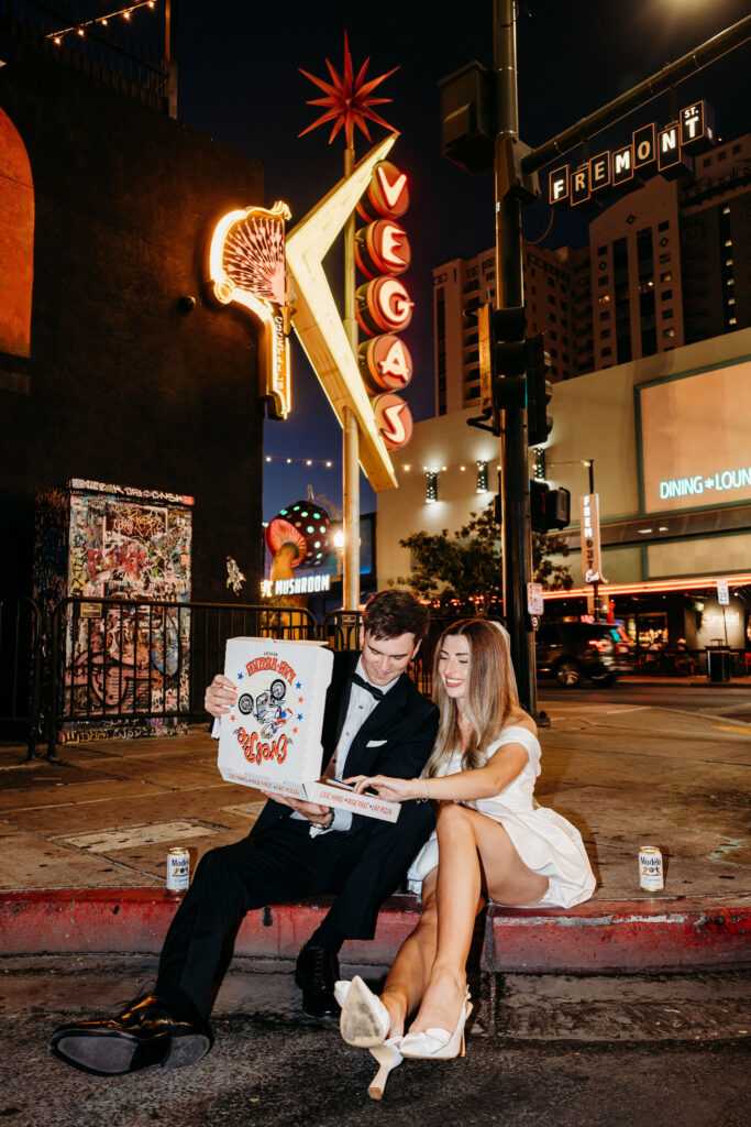 Elegant Caesar’s Palace Wedding Followed by Retro Downtown Las Vegas Portraits