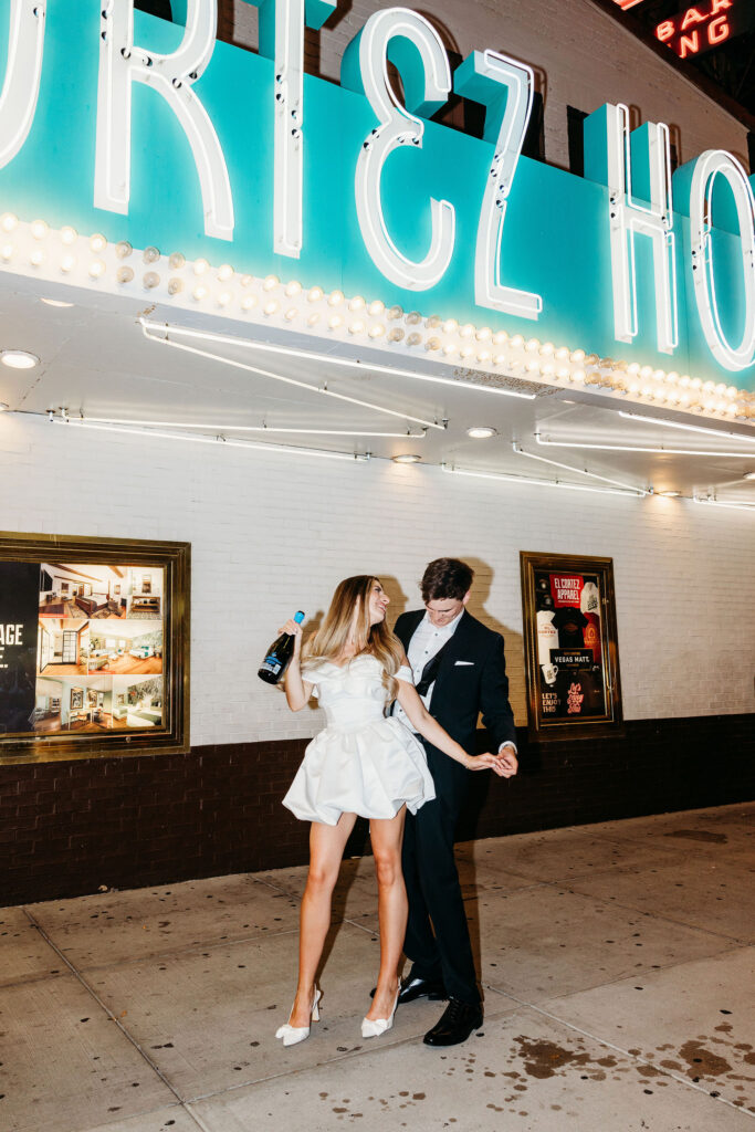 Newly married couple dancing during their photoshoot