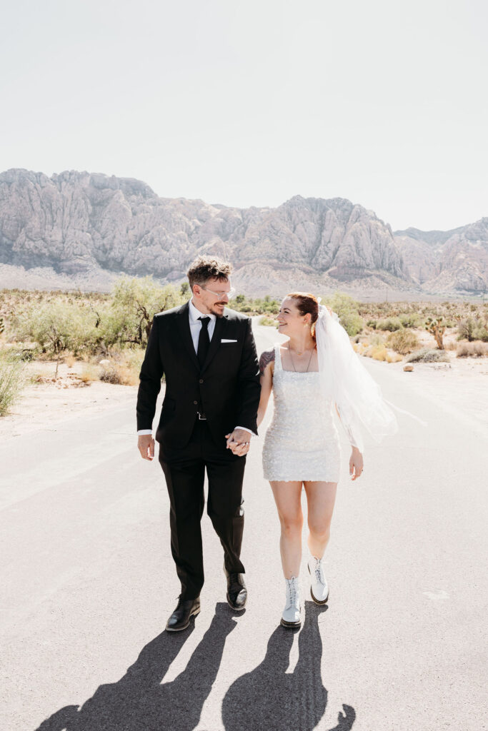 Playful Las Vegas Elopement with Desert Views, a Drive-Thru Ceremony & Fremont Lights
