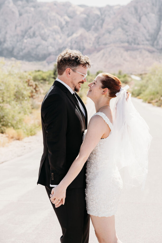 Cute couple at their elopement in Vegas
