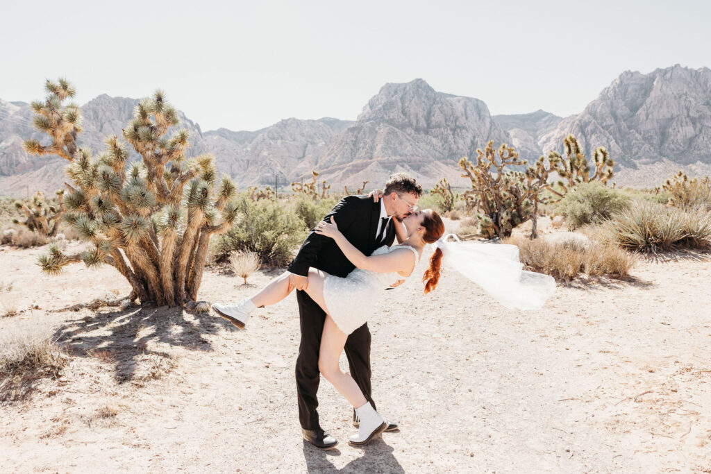 Playful Las Vegas Elopement with Desert Views, a Drive-Thru Ceremony & Fremont Lights
