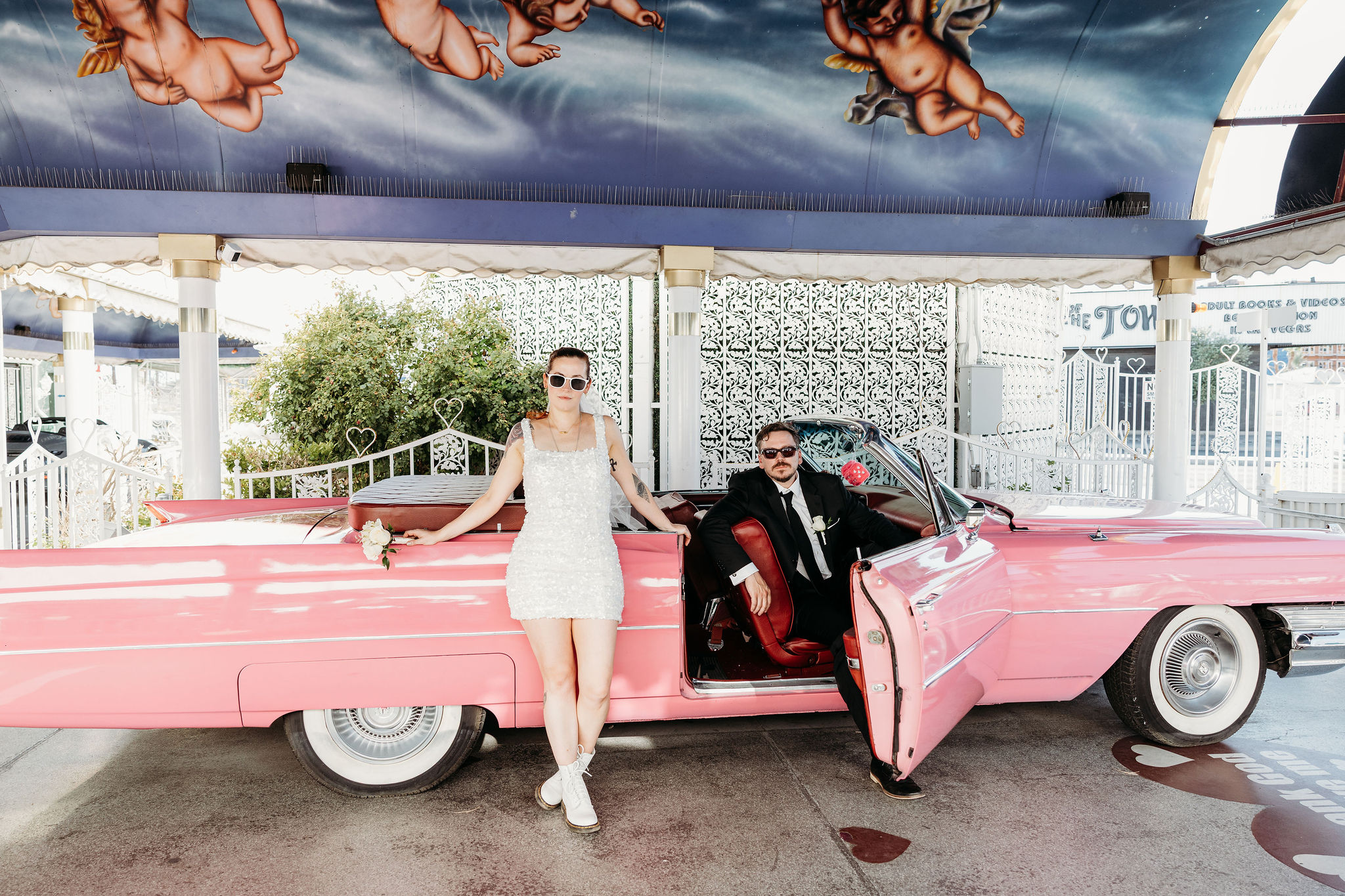 Playful Las Vegas Elopement with Desert Views, a Drive-Thru Ceremony & Fremont Lights