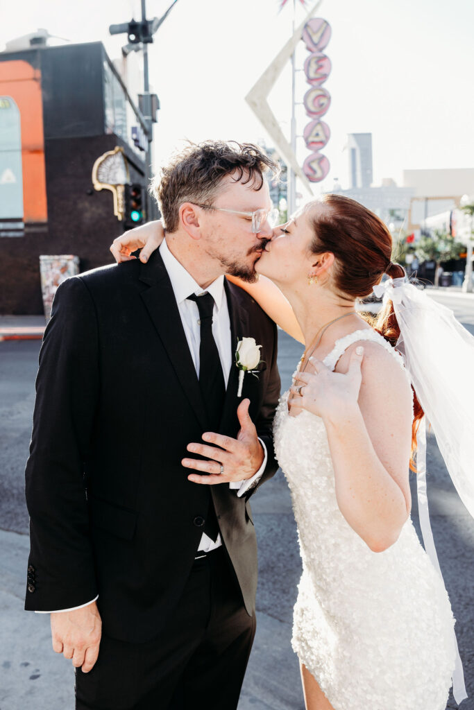Playful Las Vegas Elopement with Desert Views, a Drive-Thru Ceremony & Fremont Lights