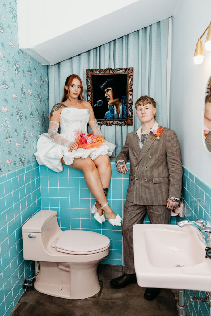 bride and groom at their bridal portraits