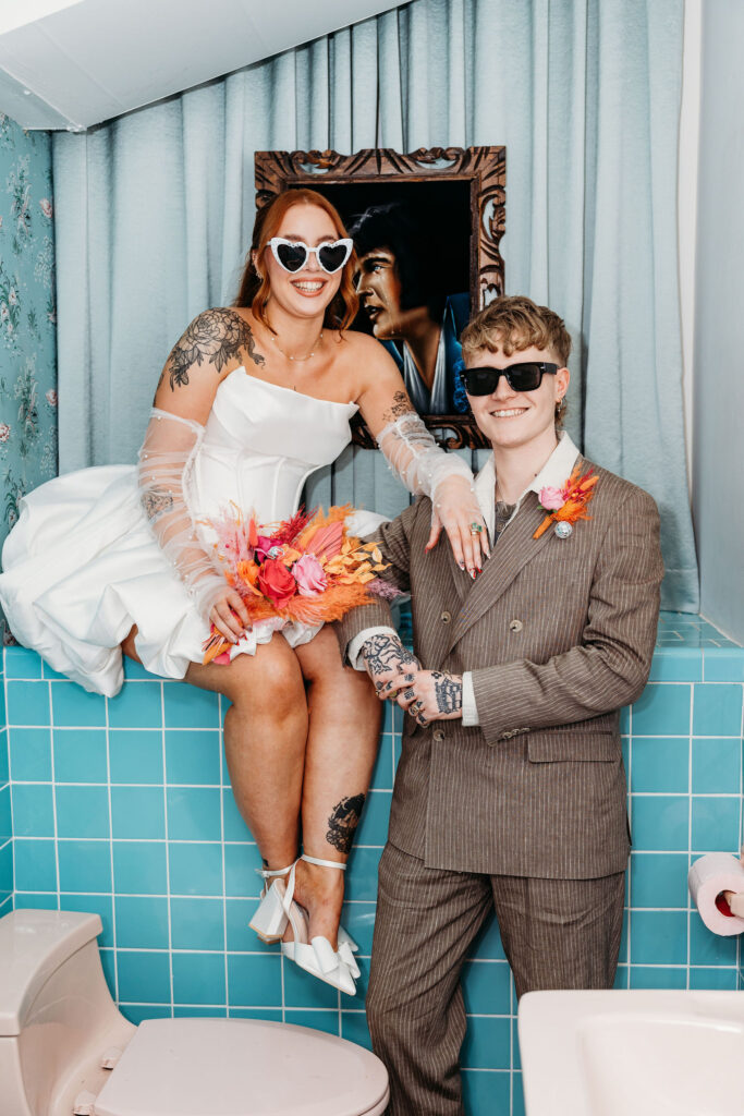 fun picture of the newly married couple