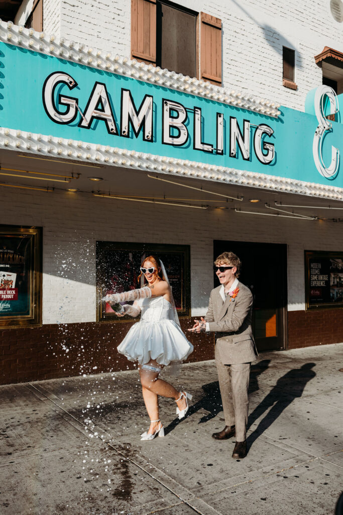 newlyweds in downtown Las Vegas Vegas