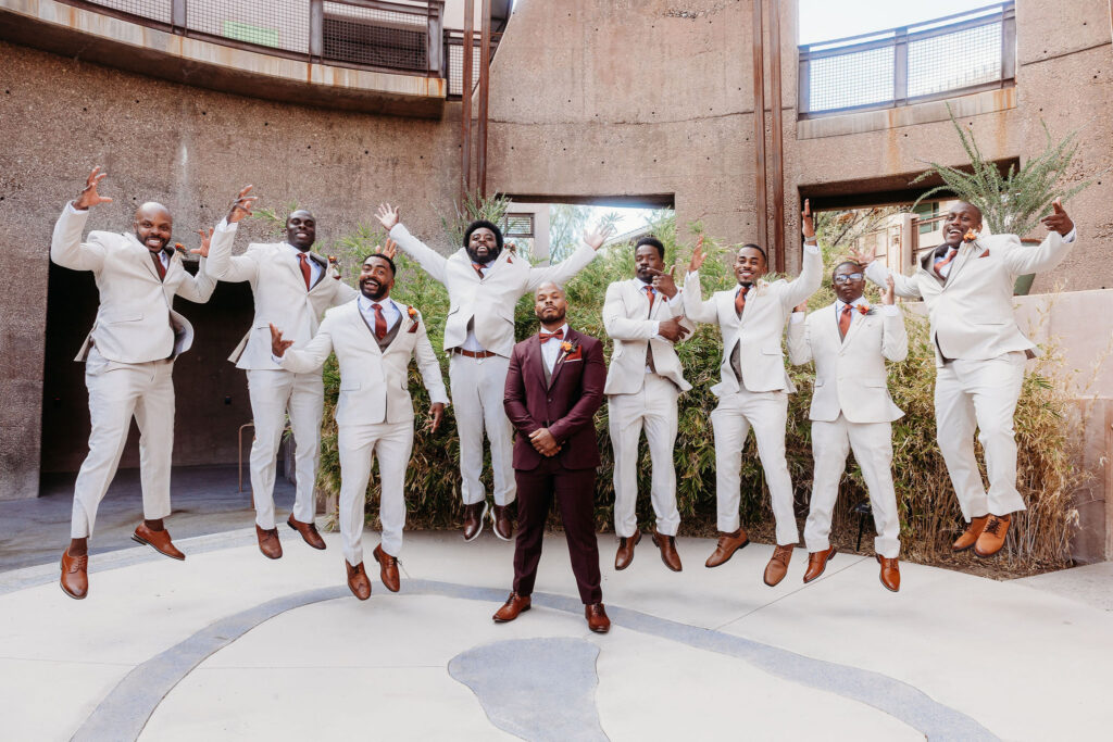 picture of the grooms and his friends