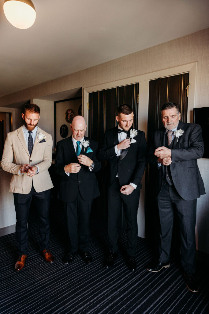portrait of the groom and his friends