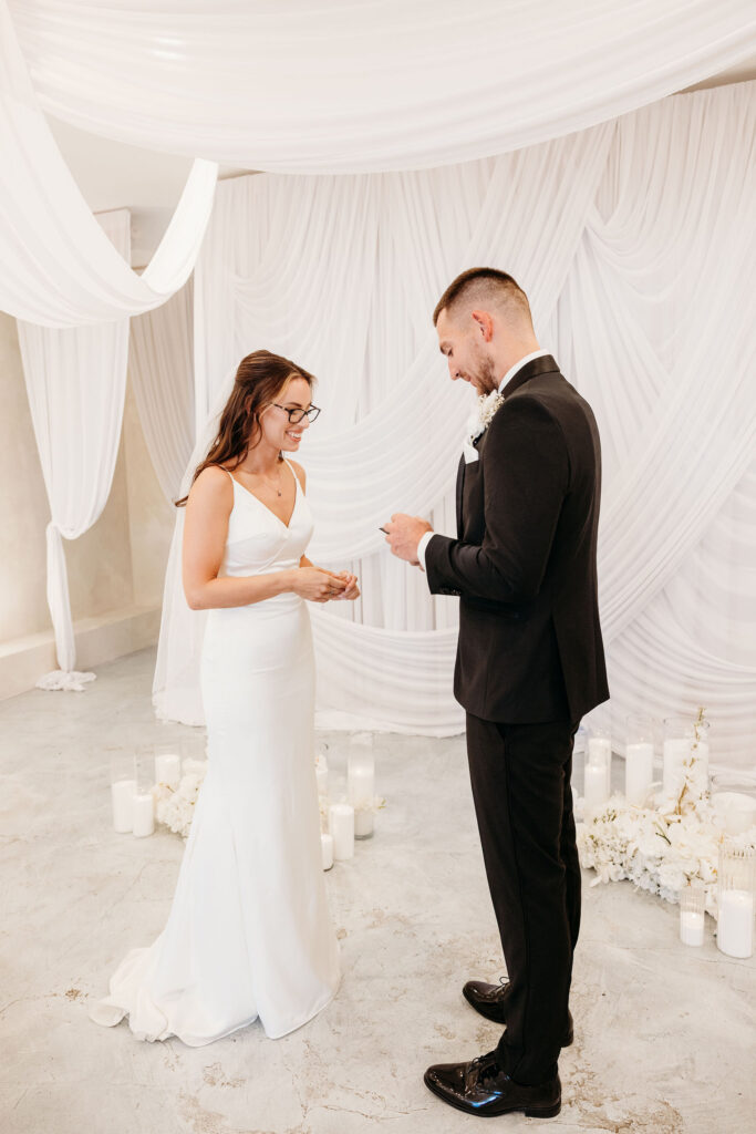 cute picture of the bride and groom at their ceremony in vegas