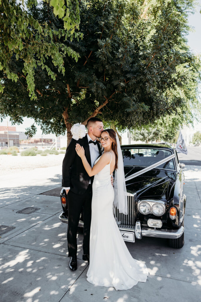 cute picture of the newly married couple hugging