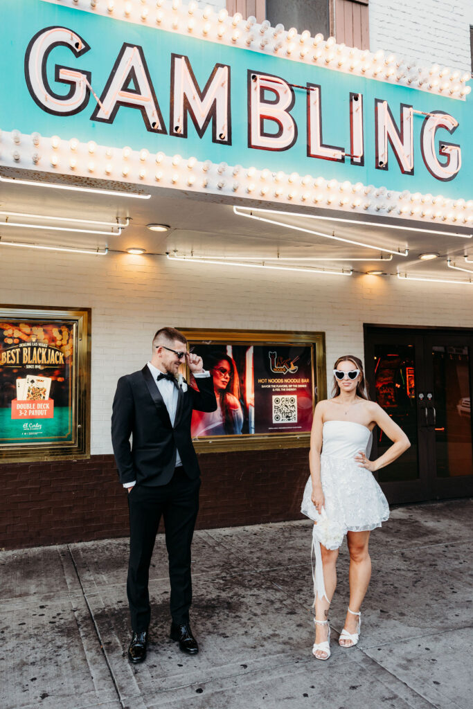 newlyweds celebrating their elopement with champagne