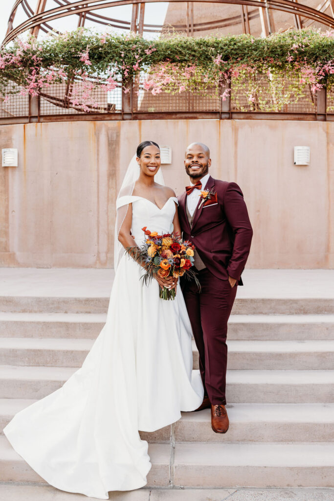 cute picture of the bride and groom at their bridal portraits