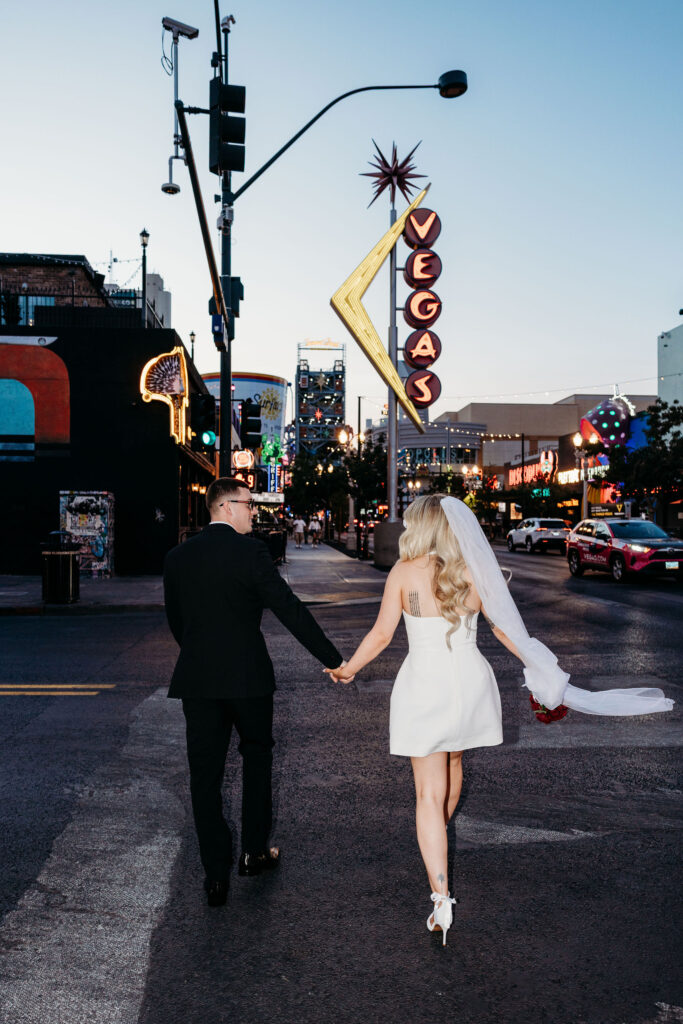bride and groom at their fun las vegas elopement