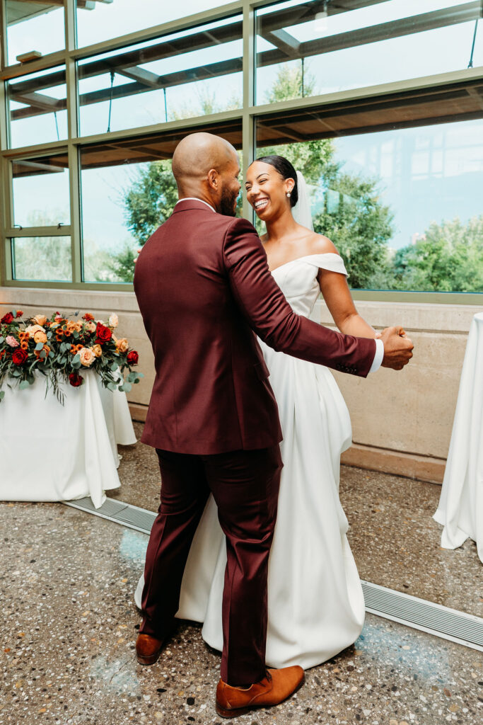 cute picture of the newlyweds damcing