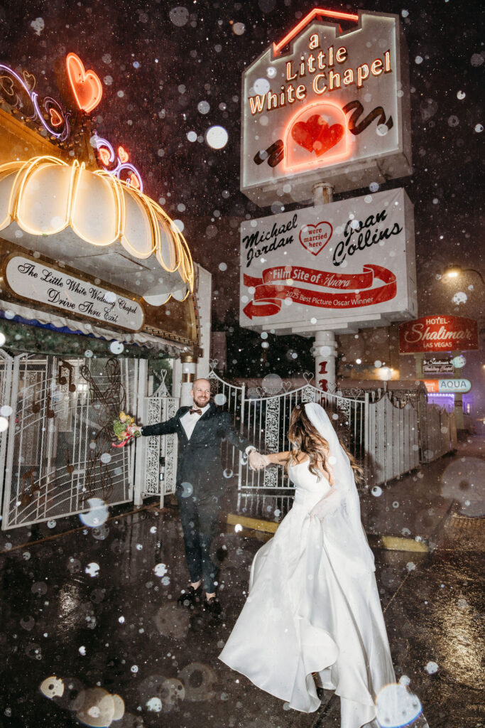 Newly married couple at their playful bridal session