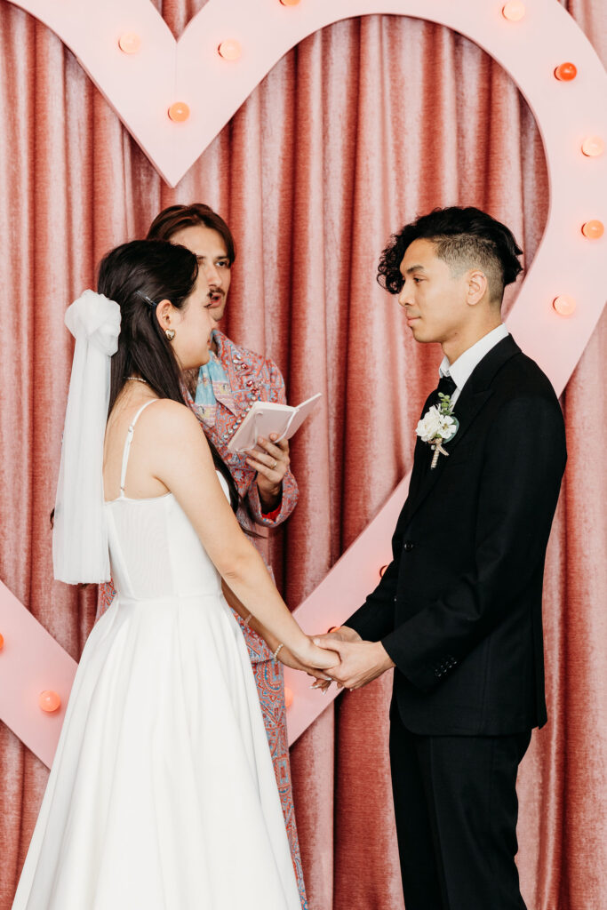 bride and groom at their las vegas ceremony
