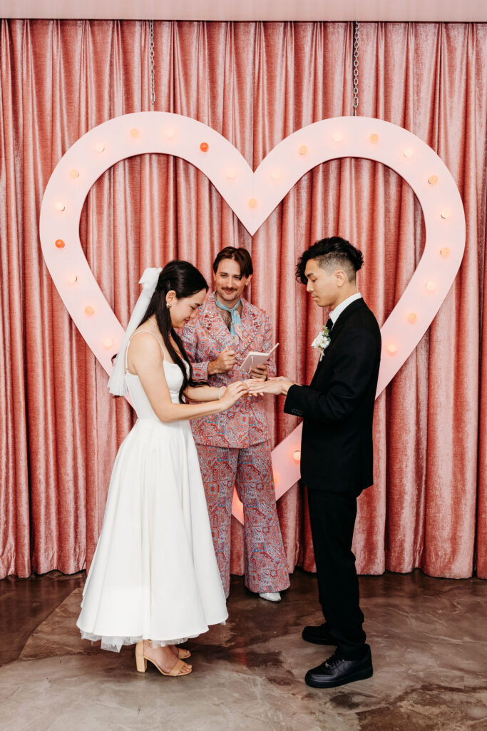 cute picture of the bride and groom at their playful vow renewal 