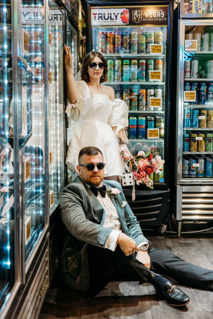 newlyweds at their fun bridal portraits