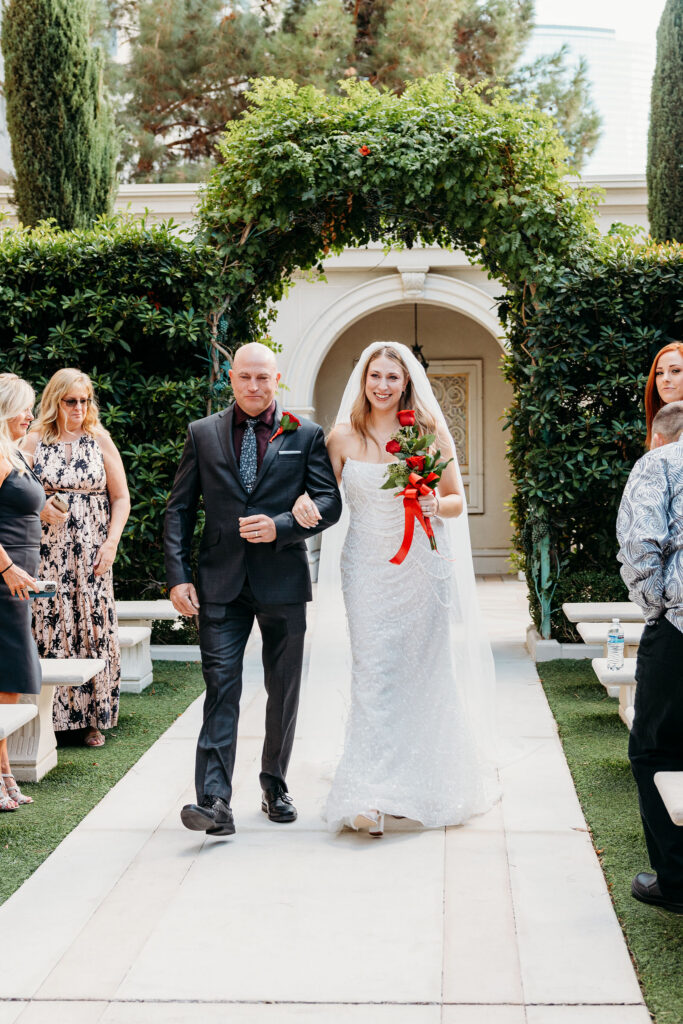 Cute picture of the bride walking down the aisle