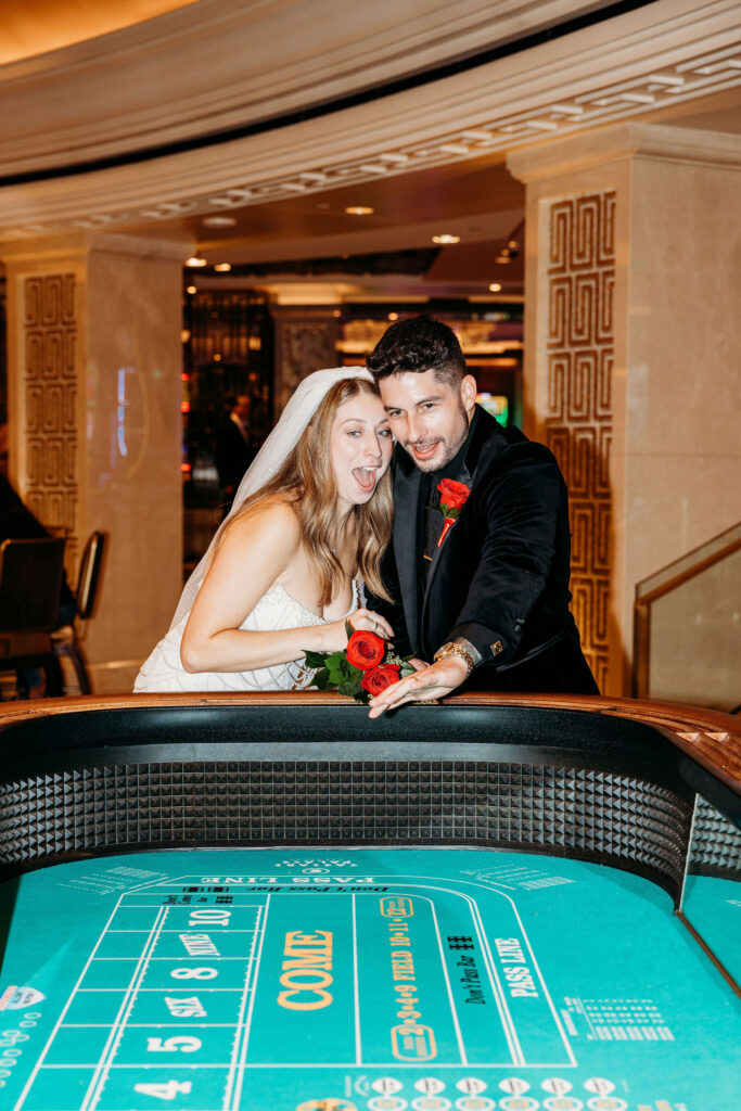 fun bridal portraits at a casino